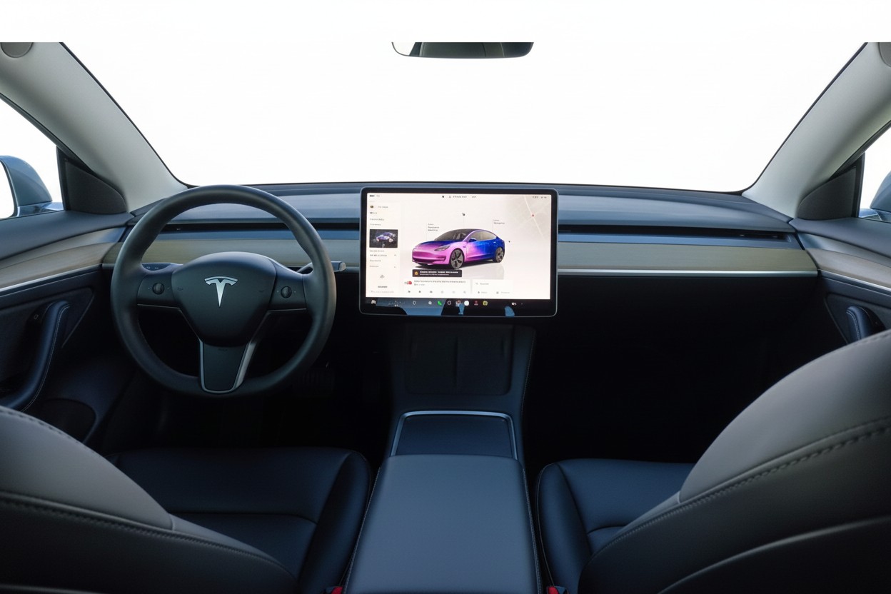 
								Tesla Model 3 cheio									